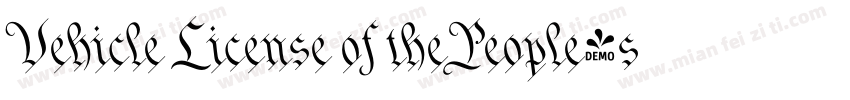 Vehicle License of thePeople’sRepub字体转换